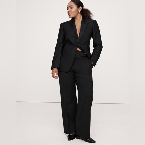 NWT! Black High-Rise Modern Straight Siena Italian Wool Pant - Multiple🤎 - Picture 6 of 16